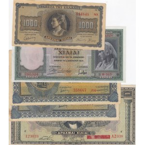 Greece, 1000 Drahmi, 1926 - 1942, Different conditions 5 Banknotes, between XF and VF,