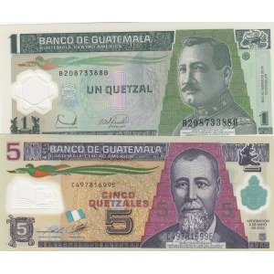 Guatemala,  Total 2 polymer plastic banknotes