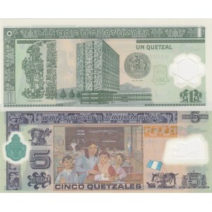 Guatemala,  Total 2 polymer plastic banknotes
