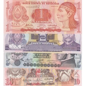 Honduras, 1 Lempira, 2 Lempiras, 5 Lempiras and 10 Lempiras, 2003/2010, UNC, p89b, p80Ad, p91a, p86c, (Total 4 banknotes)