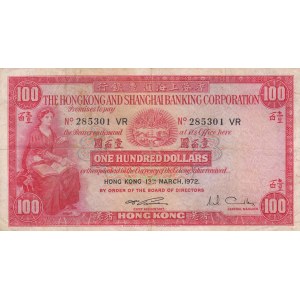 Hong Kong, 100 Dollars, 1972, VF, p183c