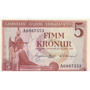 Iceland, 5 Kronur, 1957, UNC (-), p37