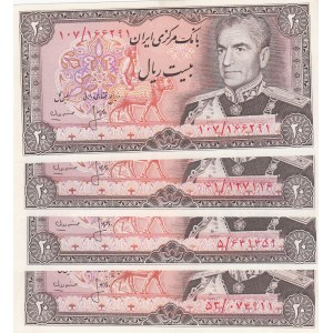 Iran, 20 Rials , 1974/1979, UNC, p100a , (Total 4 banknotes)