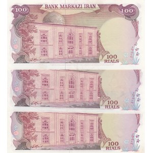 Iran, 100 Rials , 1974/1979, AUNC - UNC, p102, (Total 3 banknotes)