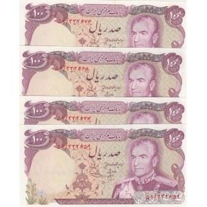 Iran, 100 Rials , 1974/1979, UNC, p102a, (Total 4 banknotes)