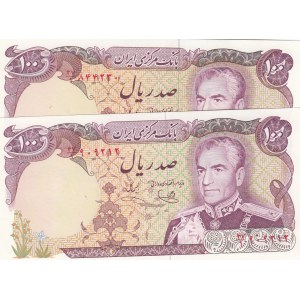 Iran, 100 Rials , 1974/1979, UNC, p102d, (Total 2 banknotes)