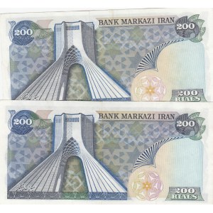 Iran, 200 Rials , 1974/1979, UNC, p103a, (Total 2 banknotes)