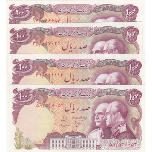 Iran, 100 Rials , 1976, UNC, p108, (Total 4 banknotes)
