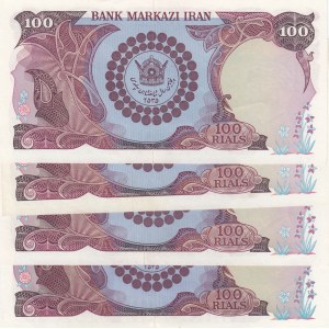 Iran, 100 Rials , 1976, AUNC - UNC, p108, (Total 4 banknotes)