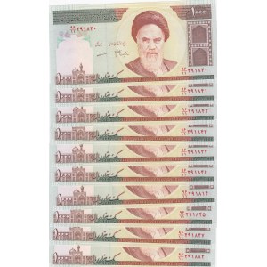 Iran, 1.000 Rials, 1992, UNC, p143f, Total 10 banknotes