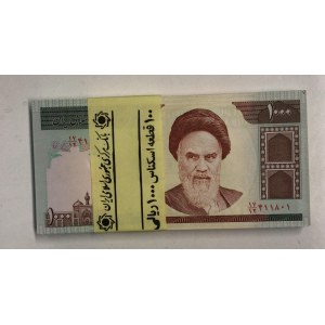 Iran, 1.000 Rials, 1992, UNC, p143g, Stack of money