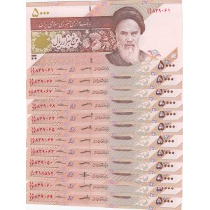 Iran, 5000 Rials, 2013, Different conditions between UNC and UNC (-), p52Total 12 banknotes