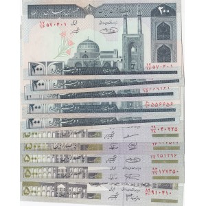 Iran, 200- 500 Rials,  UNC,  Total 10 banknotes