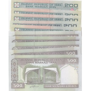 Iran, 200- 500 Rials,  UNC,  Total 10 banknotes