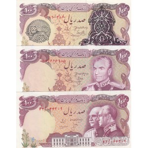 Iran, 100 Rials ,  AUNC,  (Total 3 banknotes)