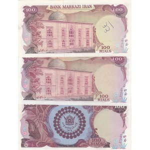 Iran, 100 Rials ,  AUNC,  (Total 3 banknotes)