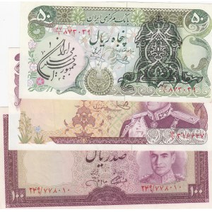 Iran, 50 Rials and 100 Rials (2), 1971/1979, AUNC, p91c, p102c, p123b, (Total 3 banknotes)
