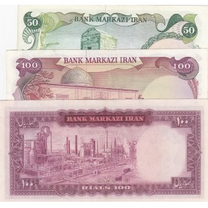 Iran, 50 Rials and 100 Rials (2), 1971/1979, AUNC, p91c, p102c, p123b, (Total 3 banknotes)