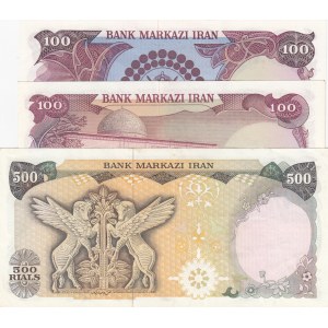 Iran, 100 Rials (2) and 500 Rials, 1974/1979, XF/UNC(-), p102, p104, p108, (Total 3 banknotes)