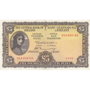 Ireland, 5 Pounds, 1975, XF, p65c