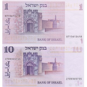 Israel, 1 Sheqel, 10 Lirot, 1978,1973, UNC, p39,p43