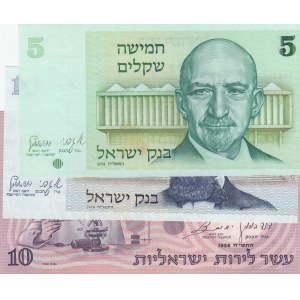 Israel, 5 Sheqalim and  10 Lirot (2) , 1958/1978, XF/UNC, p44, p40, p32, (Total 3 banknotes)