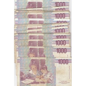 Italy, 1000 Lire, 1990, FINE, P114, Total 2 banknotes