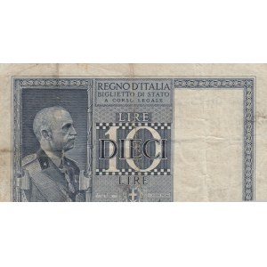Italy, 10 Lire, 1939, VF, p25
