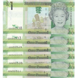 Jersey, 1 Pound, 2010, UNC, p32, (Consecutive 6 banknotes)