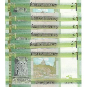 Jersey, 1 Pound, 2010, UNC, p32, (Consecutive 6 banknotes)