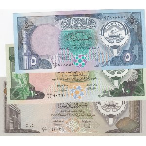 Kuwait, 5 Dinar, 10 Dinar and 20 Dinar, 1968, UNC, p14c, p15c, p16b, (Total 3 banknotes)