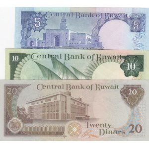 Kuwait, 5 Dinar, 10 Dinar and 20 Dinar, 1968, UNC, p14c, p15c, p16b, (Total 3 banknotes)