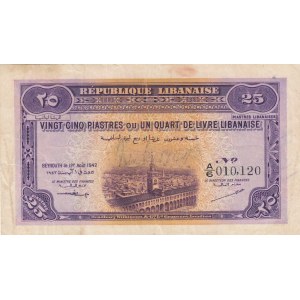 Lebanon, 25 Piastres, 1942, VF, p36