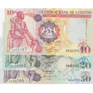 Lesotho, 10 Maloti, 20 Maloti and 50 Maloti, 200/2006, UNC, p15d, p19g, p17d, (Total 3 banknotes)