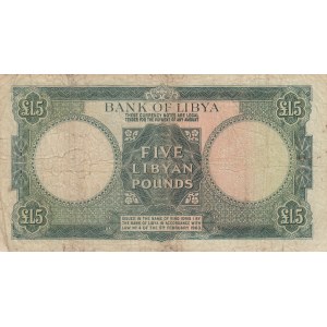 Libya, 5 Libyan Pounds, 1963, POOR, p26