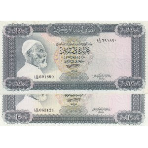 Libia, 10 Dinars, 1972,  p37b, total 2 bankntes