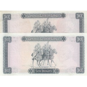 Libia, 10 Dinars, 1972,  p37b, total 2 bankntes