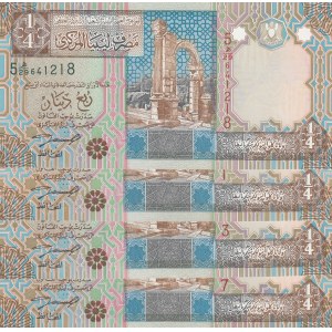 Libya, 1/4 Dinar, 2002, UNC, p62, Total 4 banknotes