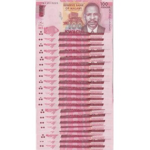 Malawi, 100 Kwacha, 2016, UNC, p65b, Total 25 banknotes