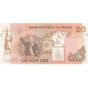Malta, 20 Lira, 1967, VF, p48