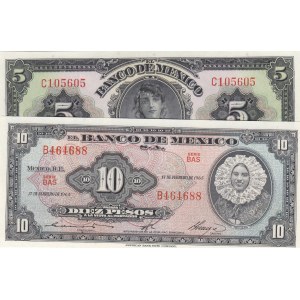 Mexico,  UNC,  total 2 banknotes