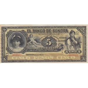 Mexico, 5 Pesos, 1897/1911, XF, pS419r