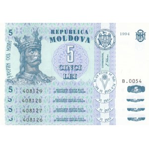 Moldova, 5 Lei, 1994, UNC, p9a