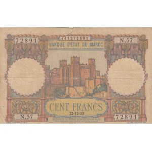 Morocco, 100 Francs, 1952, POOR, p45