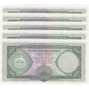 Mozambique, 100 Escudos, 1961, UNC, p109, Total 5 banknotes
