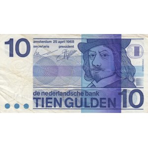 Netherlands  , 10 Gulden, 1968, VF, p91b