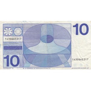 Netherlands  , 10 Gulden, 1968, VF, p91b