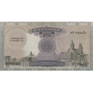 Netherlands  , 20 Gulden , 1941, VF, P54