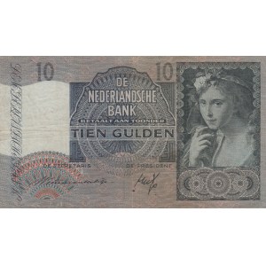 Netherlands, 10 Gulden, 1940, VF, p56a