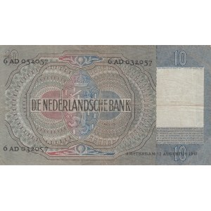 Netherlands, 10 Gulden, 1940, VF, p56a